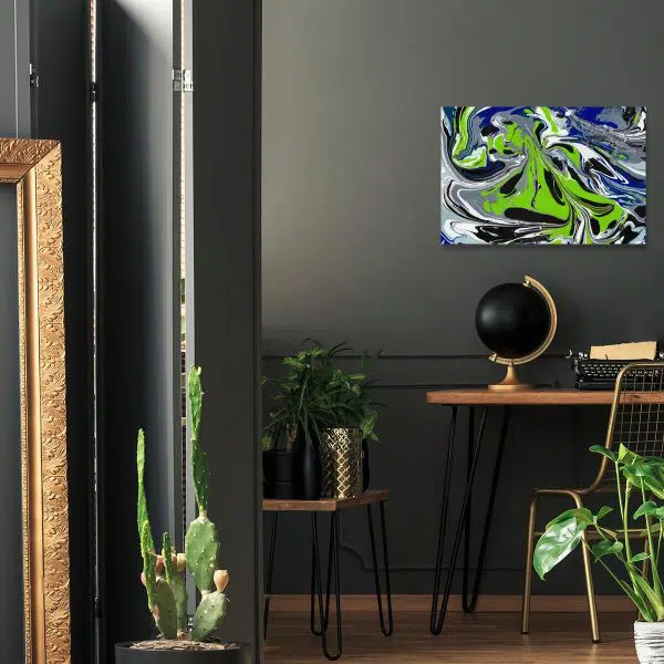 Obraz z niebieską abstrakcją do salonu