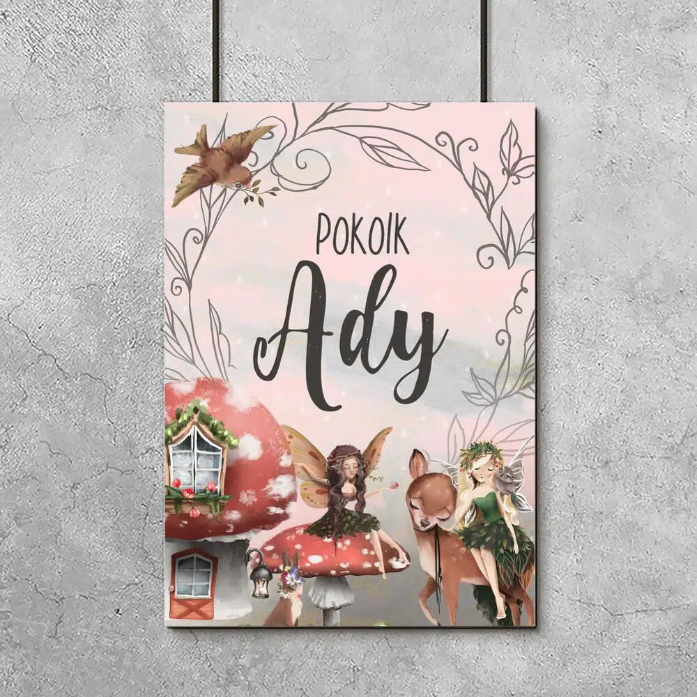 Imienny plakat do dziecięcego pokoju - Wróżki