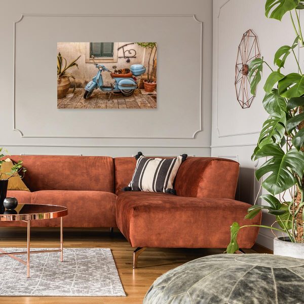 Obraz z niebieskim skuterem do jadalni - Korfu