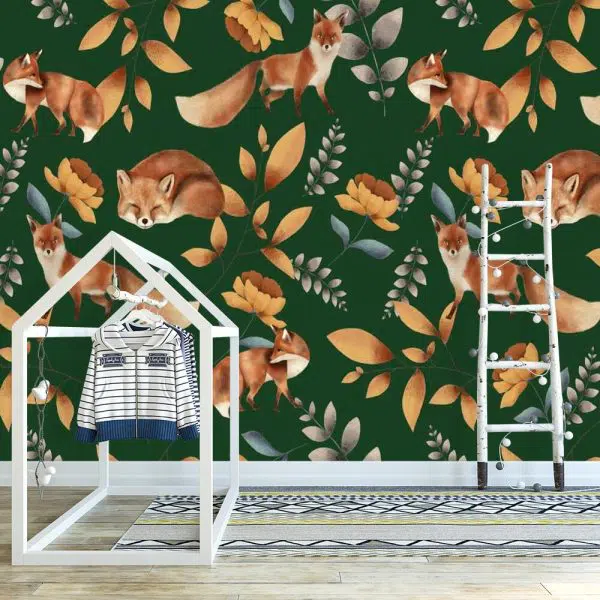 Tapeta z lisami dla niemowlaka