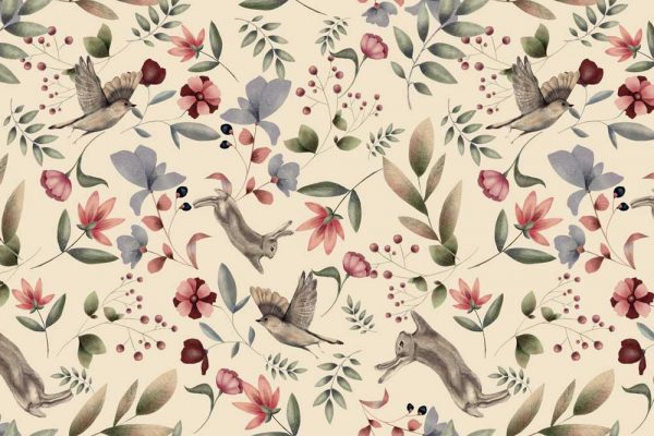 Wiosenna tapeta dla dzieci - króliczki