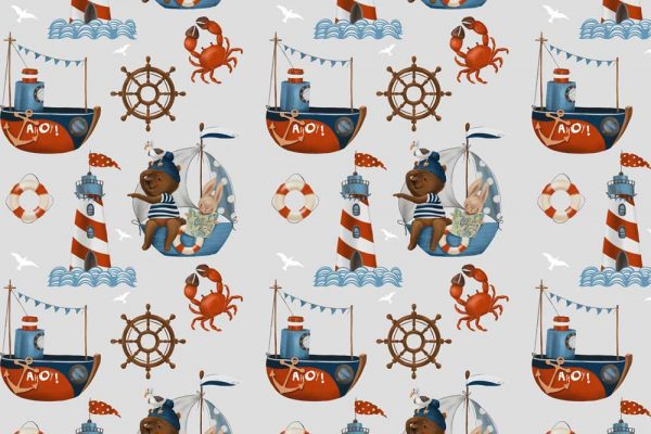 Żeglujący niedźwiadek - fototapeta