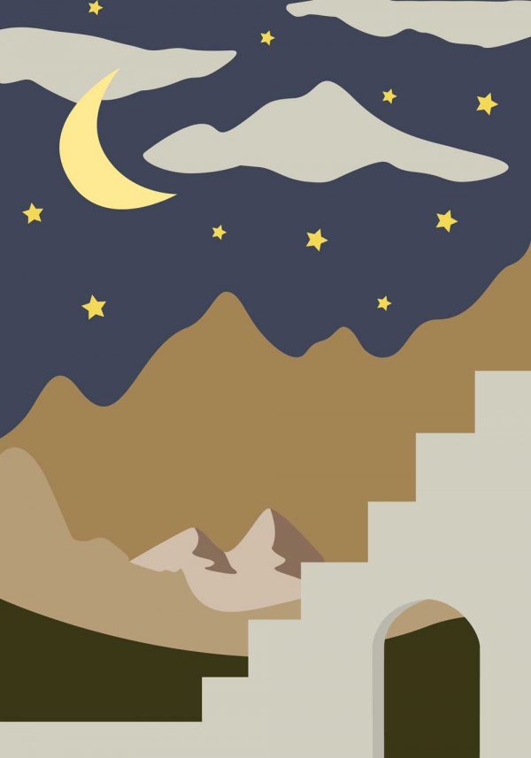 Plakat z gwiazdami i księżycem