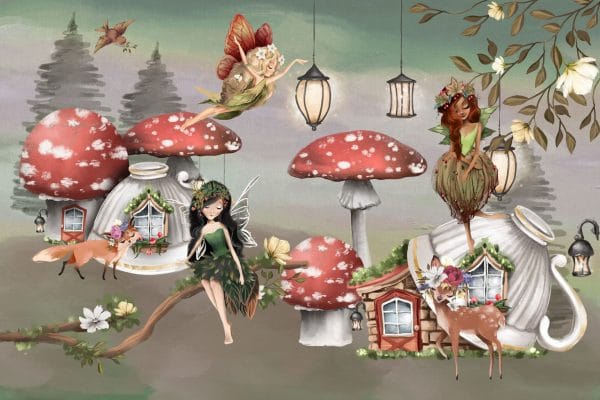 Domki z muchomorów - fototapeta dla dzieci