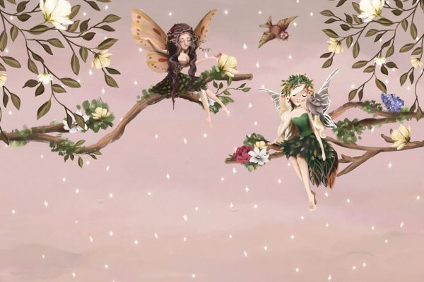 Dwie wróżki na drzewie - fototapeta dla dzieci