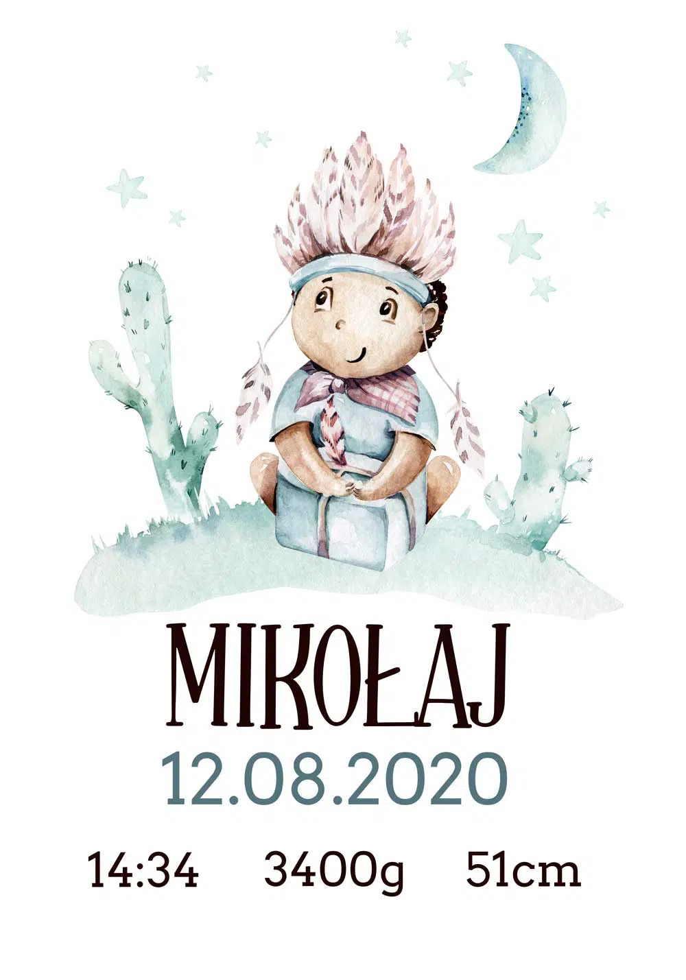 Plakat z metryczką do pokoju chłopca