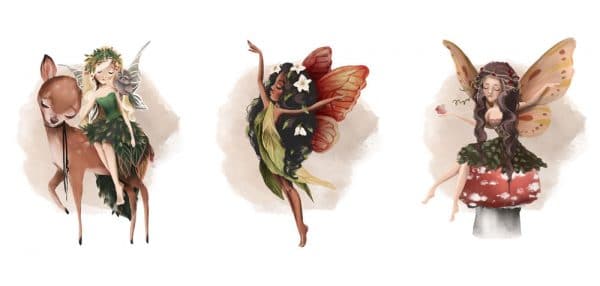 Tryptyk plakat nimfy leśne