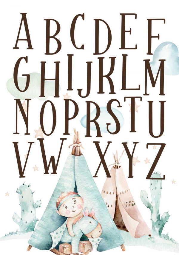 Plakat boho - Motyw alfabetu
