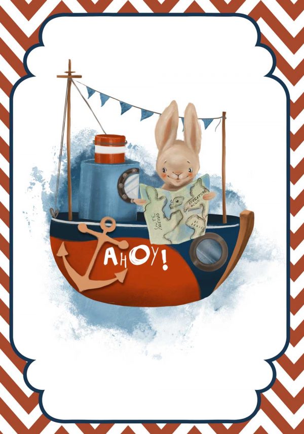 Plakat dla dziecka ze statkiem