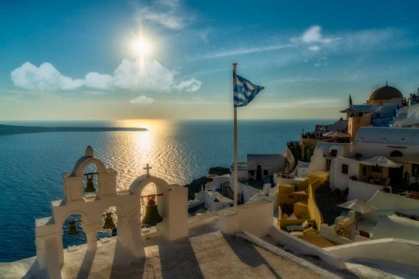 Obraz z motywem śródziemnomorskiego miasteczka