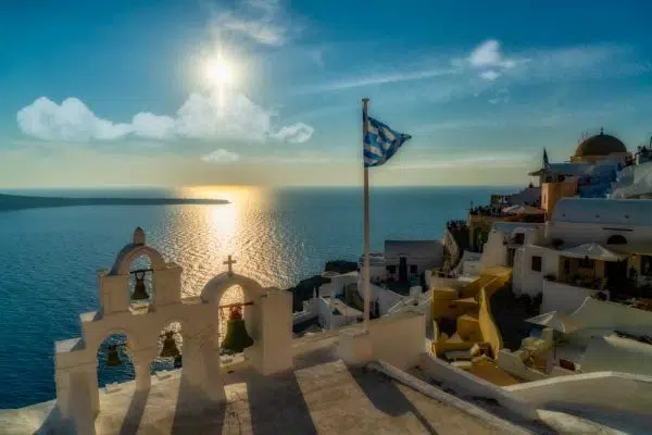 Obraz z motywem śródziemnomorskiego miasteczka