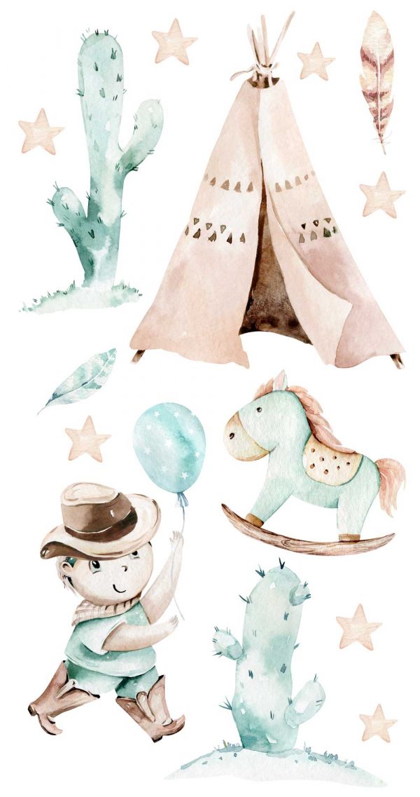 Naklejki z namiotem Indianina dla chłopca