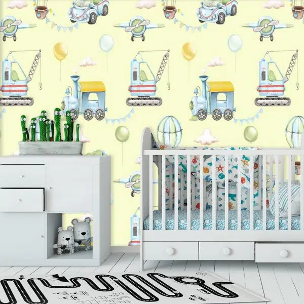 Balony i Lokomotywa - fototapeta dla chłopca