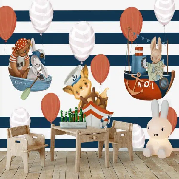 Baloniki i Marynarze - Fototapeta dziecięca