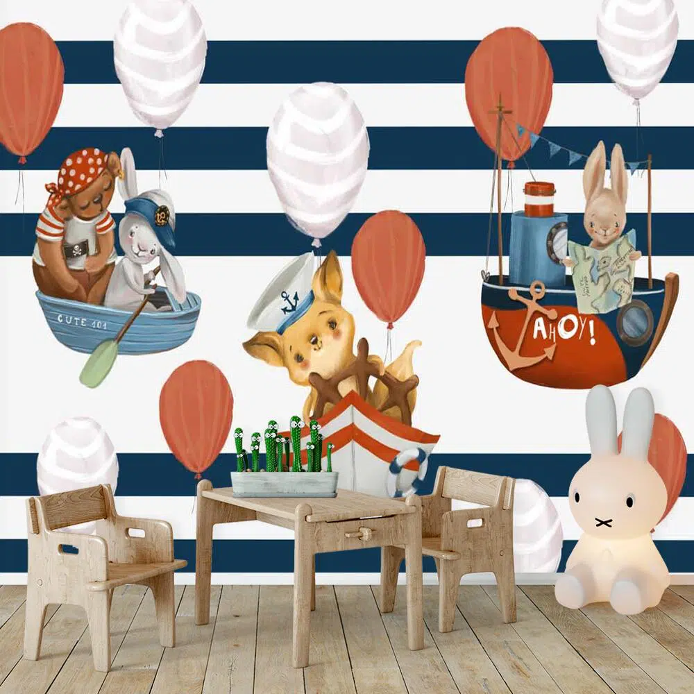 Baloniki i Marynarze - Fototapeta dziecięca
