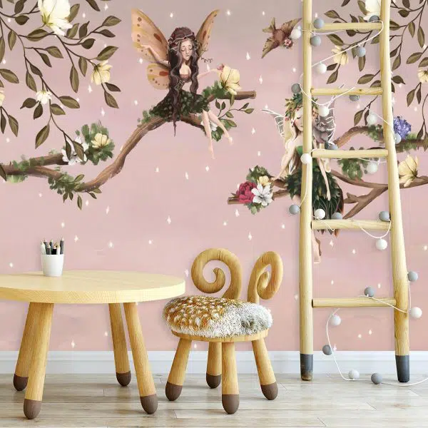 Elfy i ptaszki - fototapeta dla dzieci