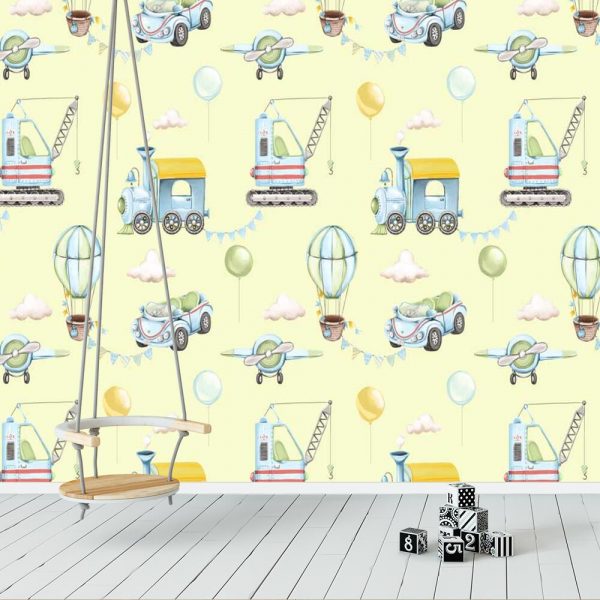 Samolot i Balon latający - tapeta dla chłopca