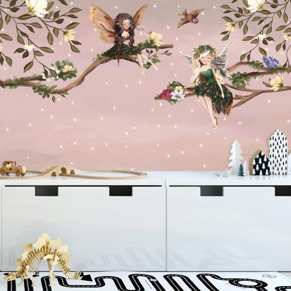 Finezyjne elfy na gałązkach - fototapeta dla dzieci