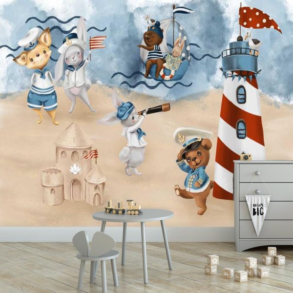 Marynarze na Pastelowej Plaży - fototapeta dla dzieci