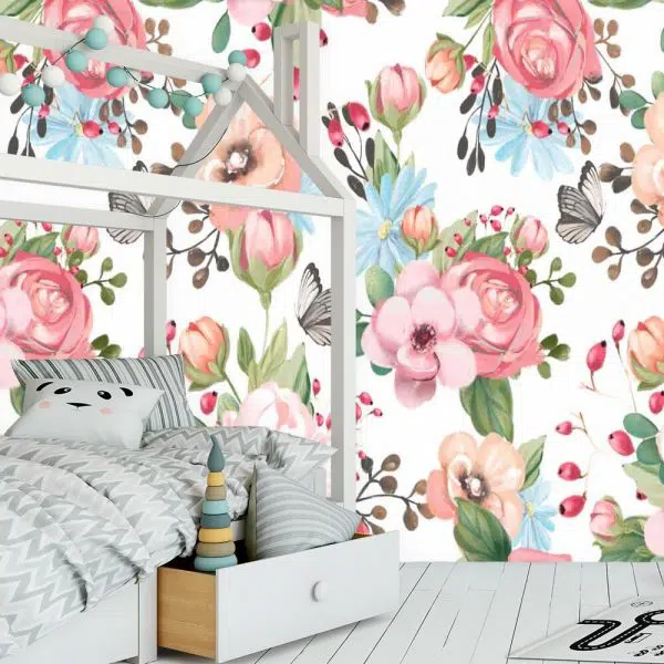 Kolorowe kwiatki - Fototapeta do sypialni