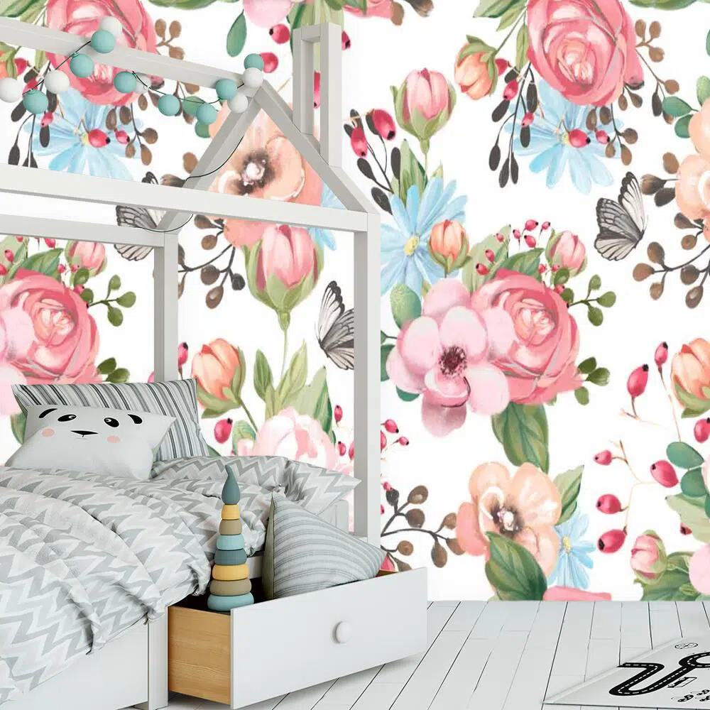 Kolorowe kwiatki - Fototapeta do sypialni