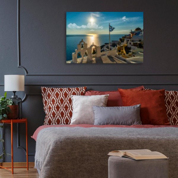 Obraz z motywem śródziemnomorskiego miasteczka do sypialni
