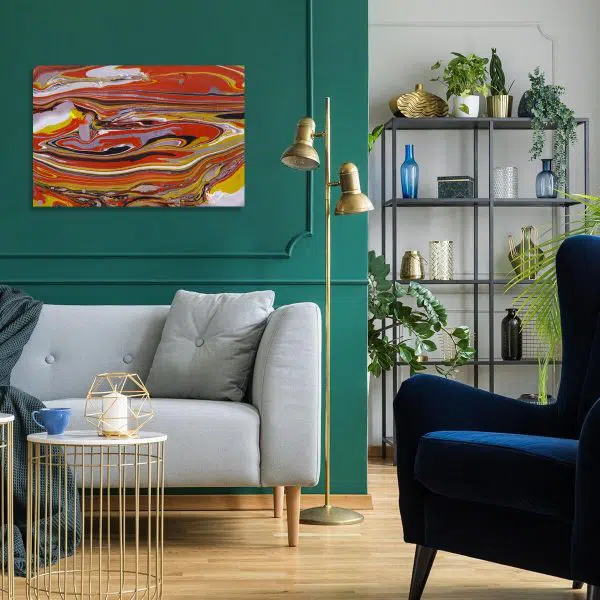 Obraz z motywem pomarańczowych fal do sypialni