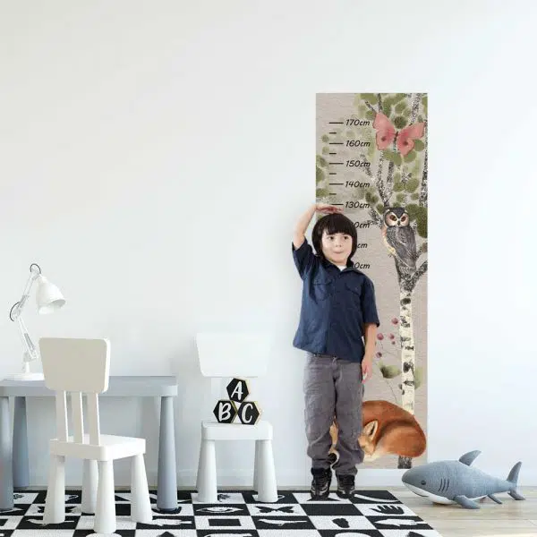 Dziecięca miarka wzrostu z liskiem dla dziewczynki