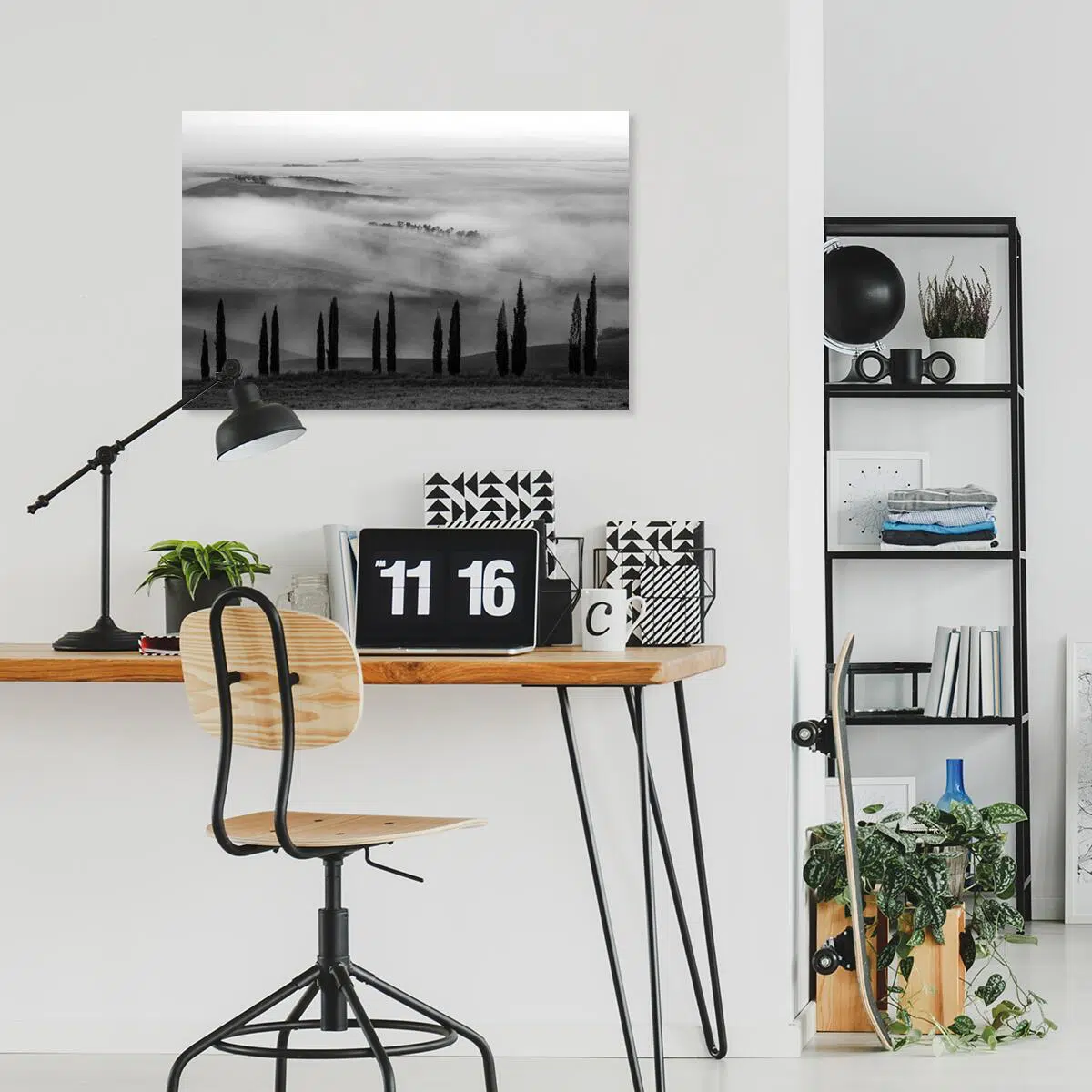 Obraz z szarą perspektywą do salonu