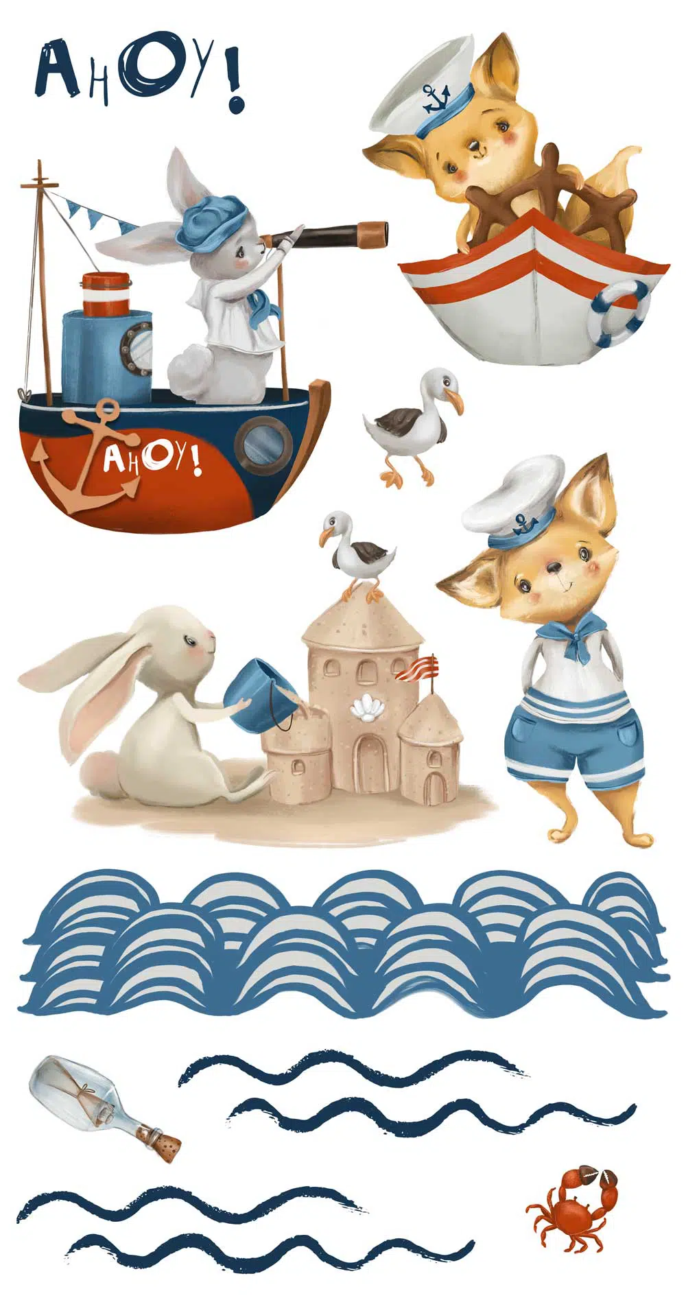 Zestaw naklejek z morskim motywem dla przedszkolaka