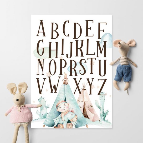 Plakat z alfabetem dla chłopca