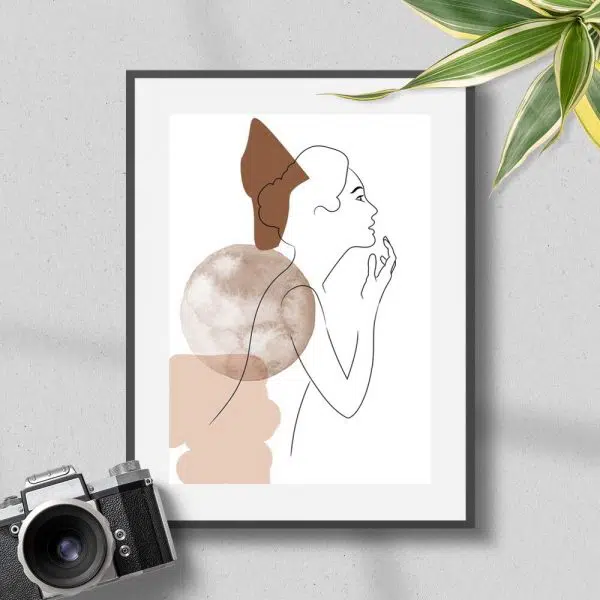 Plakat z motywem abstrakcji i kobiety