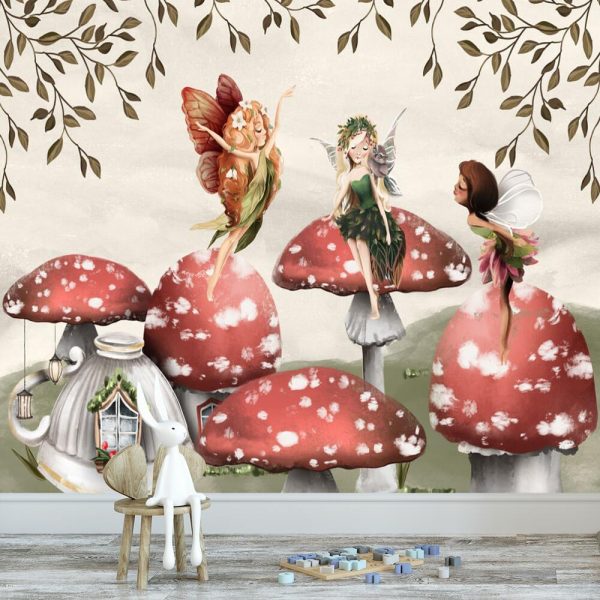 Leśne nimfy w Krainie Muchomorów - fototapeta dla dzieci