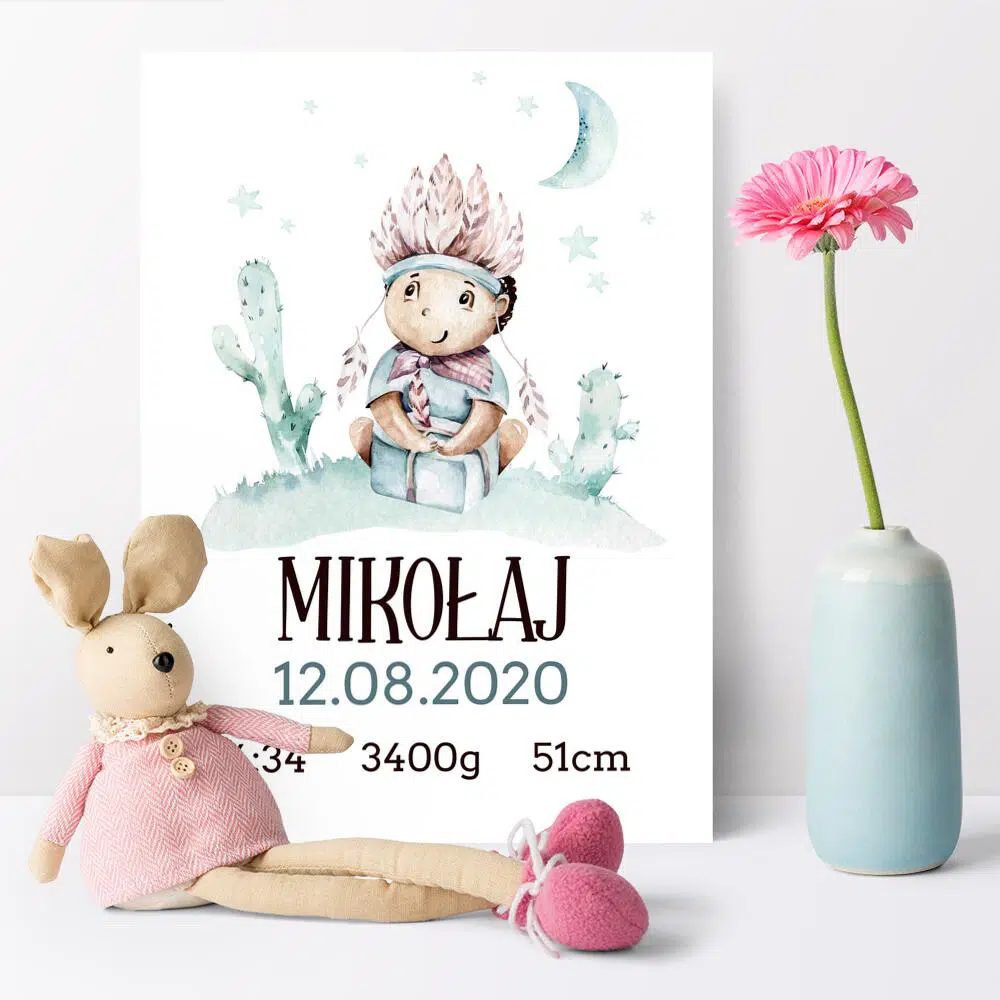 Plakat z imieniem do chłopięcego pokoju