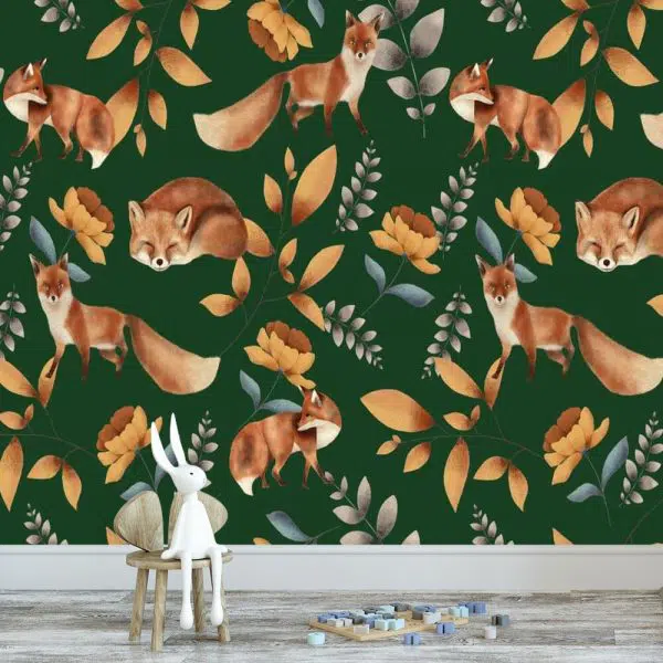 Tapeta z lisami dla dzieci