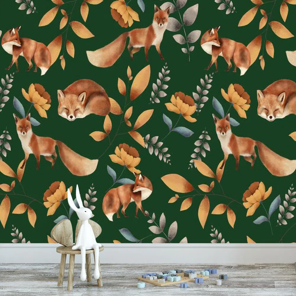 Tapeta z lisami dla dzieci