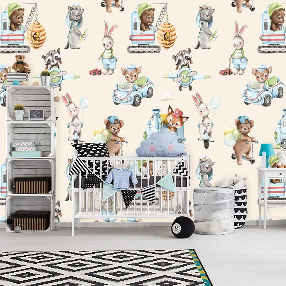 Zwierzątka i baloniki - fototapeta dla dzieci