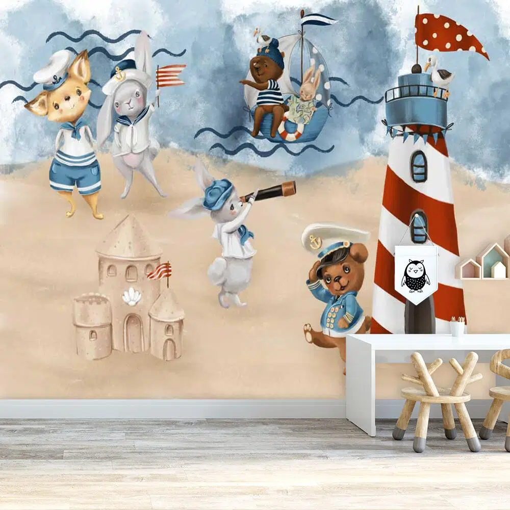 Kapitan i załoga zwierzaków - fototapeta dla dzieci