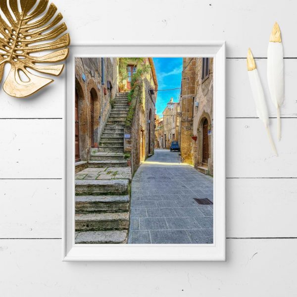 Plakat z malowniczą uliczką