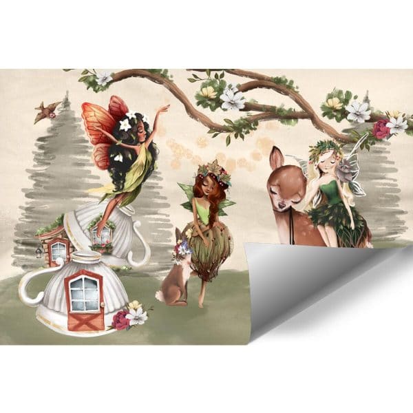 Urocza sarna i wróżki - fototapeta dla dzieci