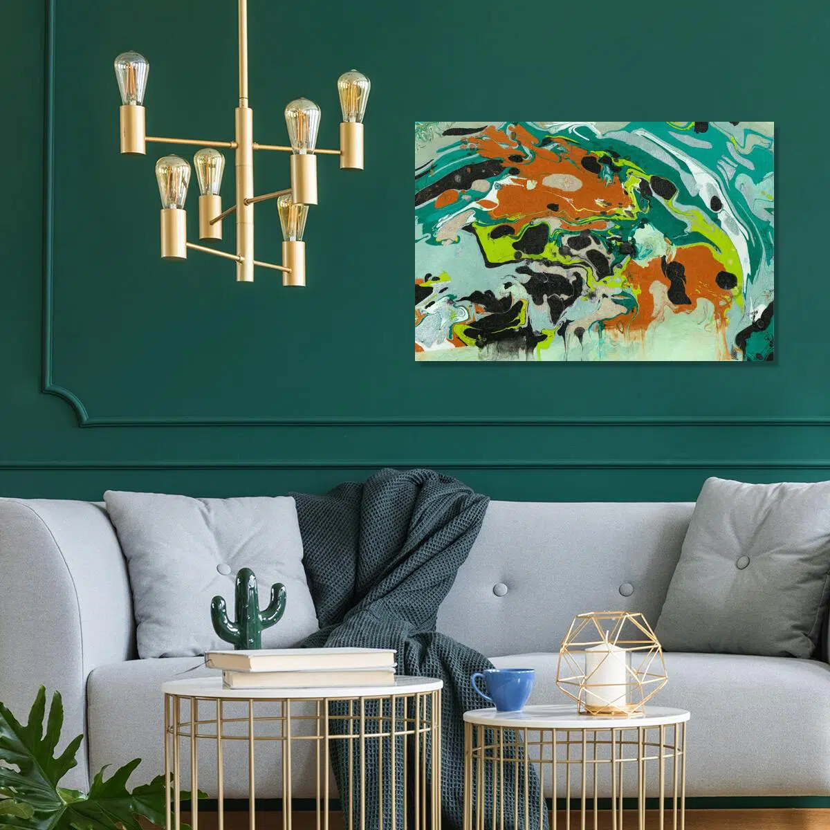 Turkusowy obraz do sypialni - Abstrakcja