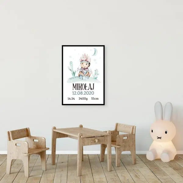 Plakat z imieniem dla niemowlaka