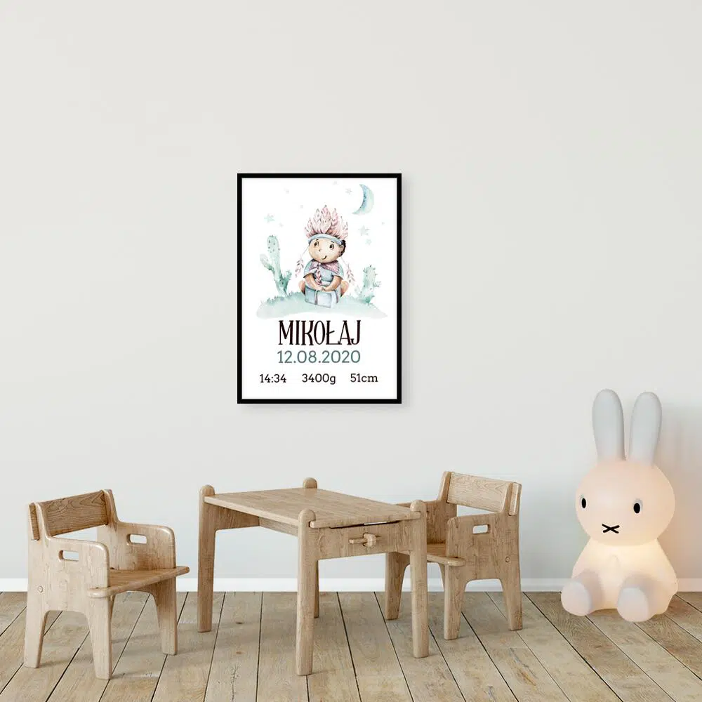Plakat z imieniem dla niemowlaka