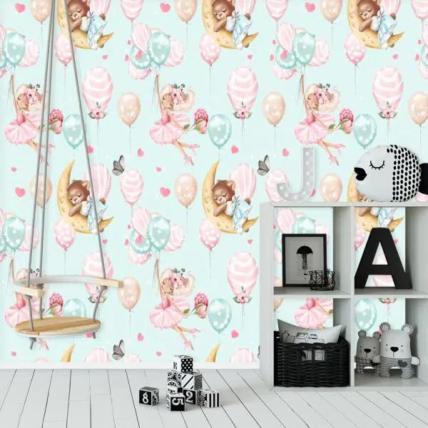 Urocza fototapeta dla dziewczynki z misiami