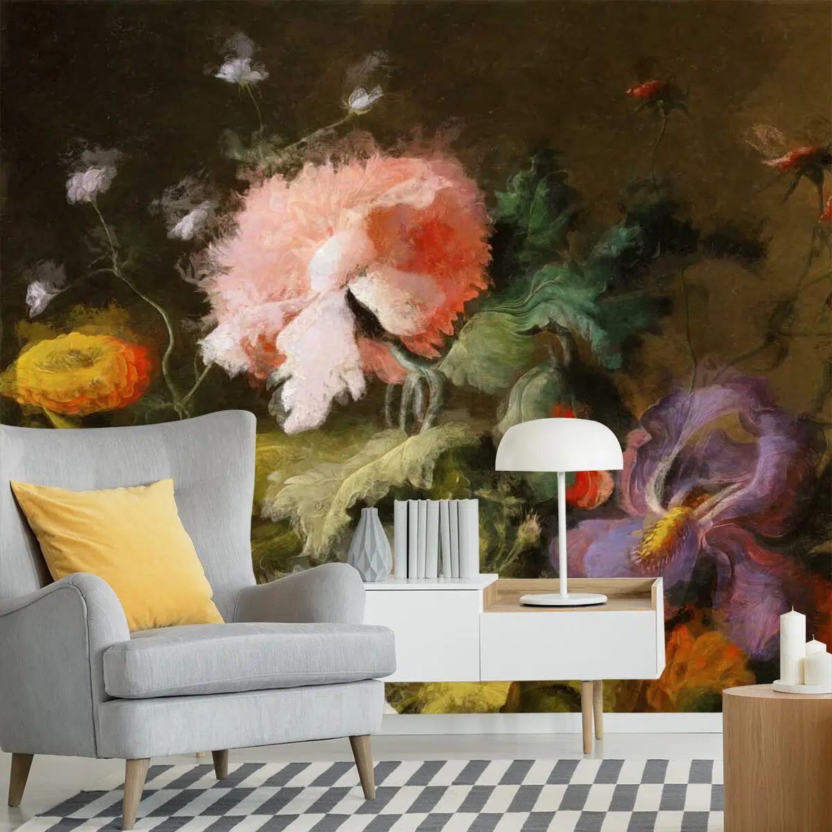 Foto-tapeta z różowym goździkiem do jadalni