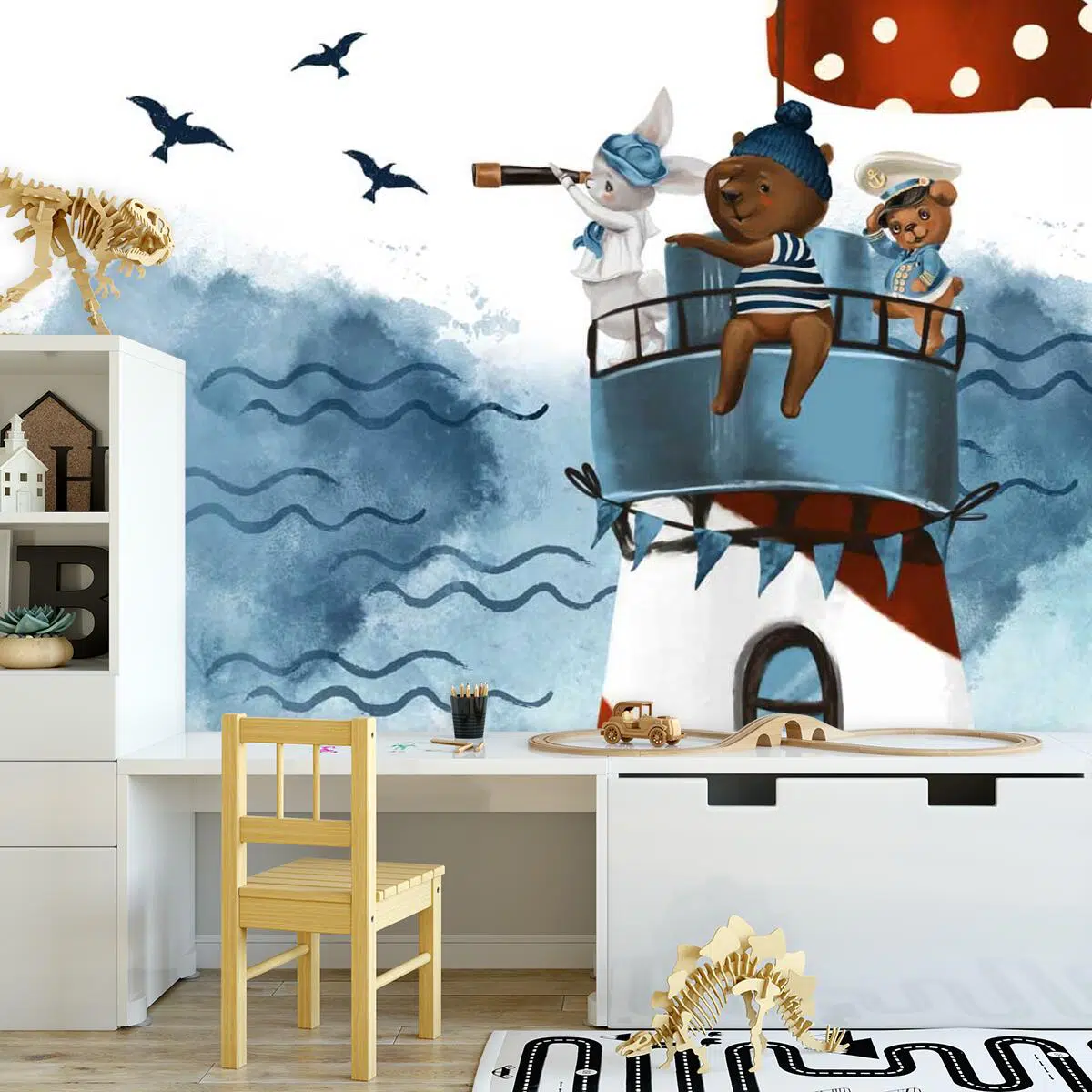 Latarnia Morska i Marynarze - fototapeta dla dzieci