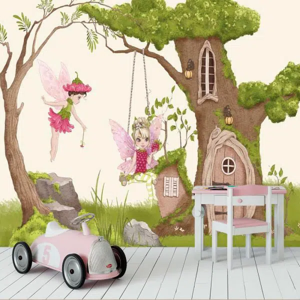 Fototapeta czarodziejki przed domkiem w drzewie