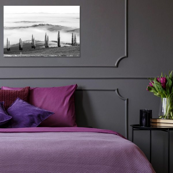 Szary obraz z topolami do salonu