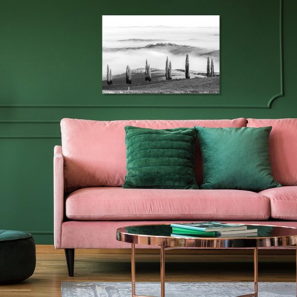 Szary obraz z topolami do gabinetu