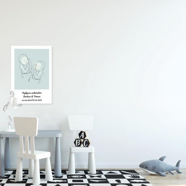 Niebieski plakat line art dla braci